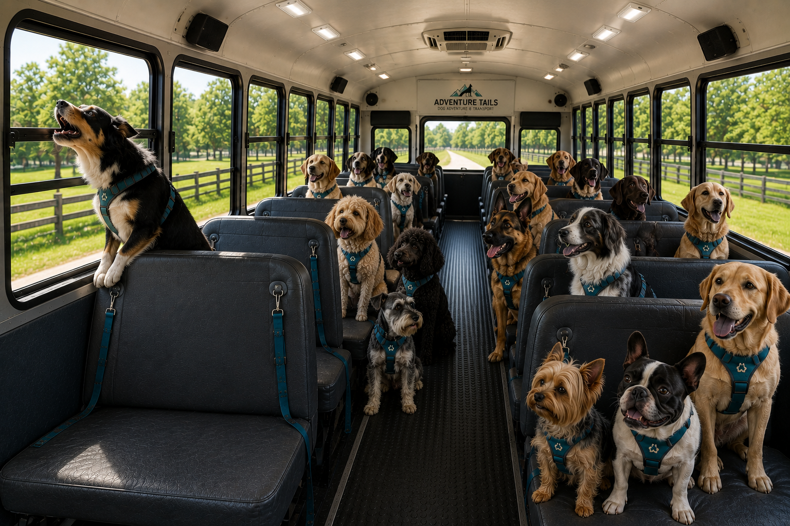Dogs enjoying the private Dog Adventure Business park